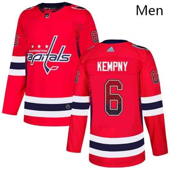 Mens Adidas Washington Capitals 6 Michal Kempny Authentic Red Drift Fashion NHL Jersey